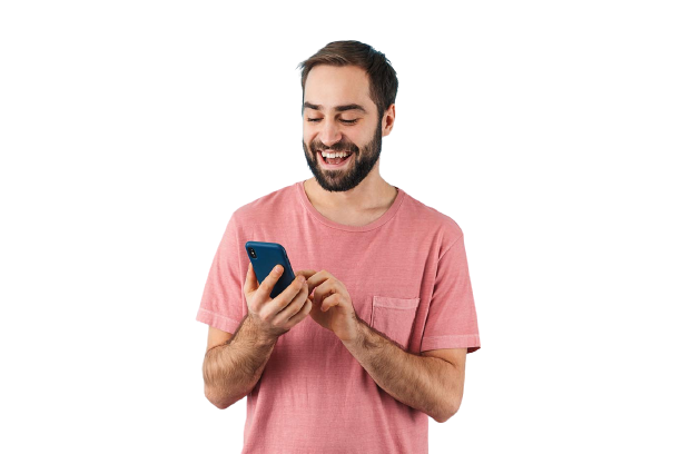 happy man on mobile