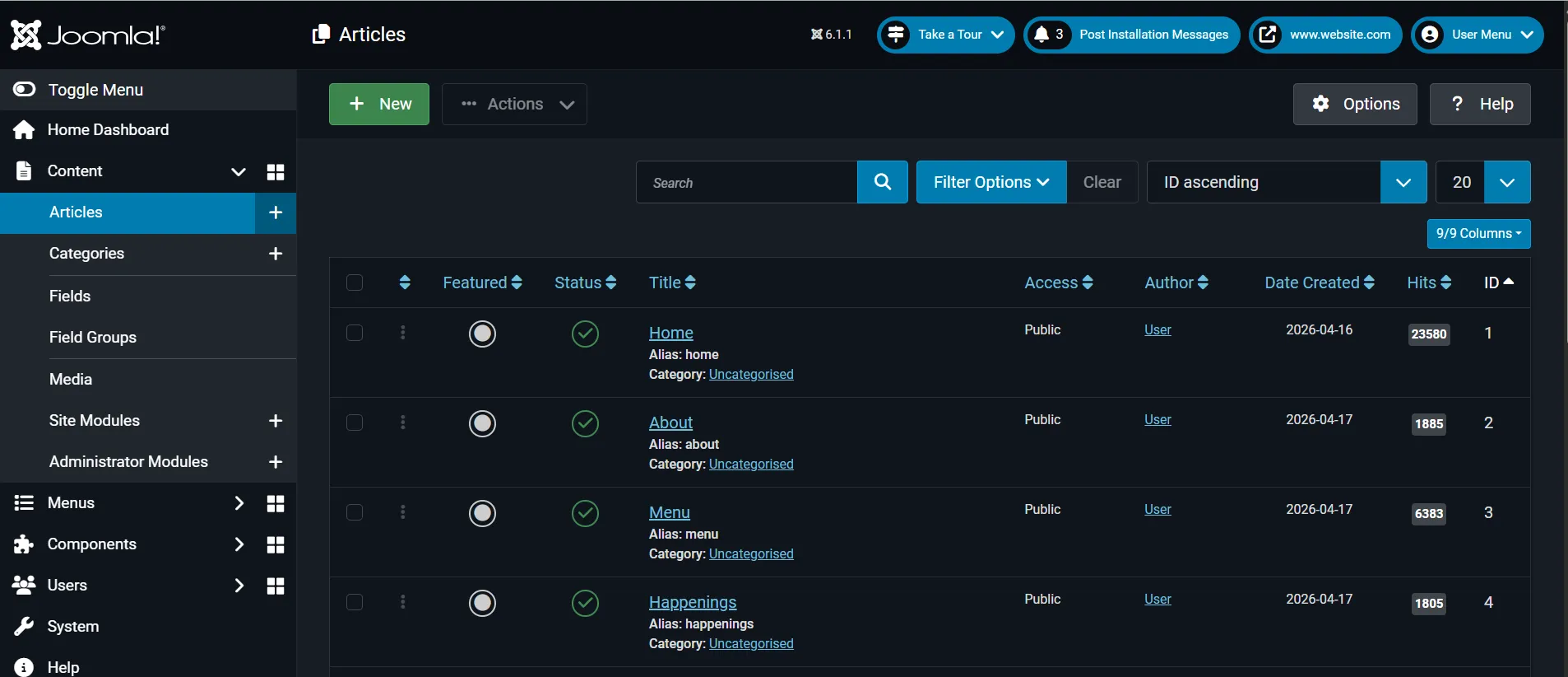 joomla articles
