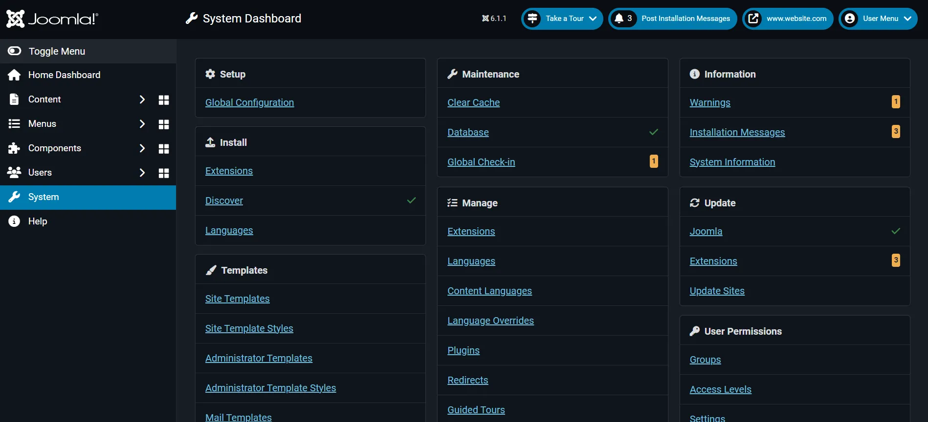 joomla system