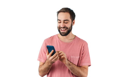 happy man on mobile